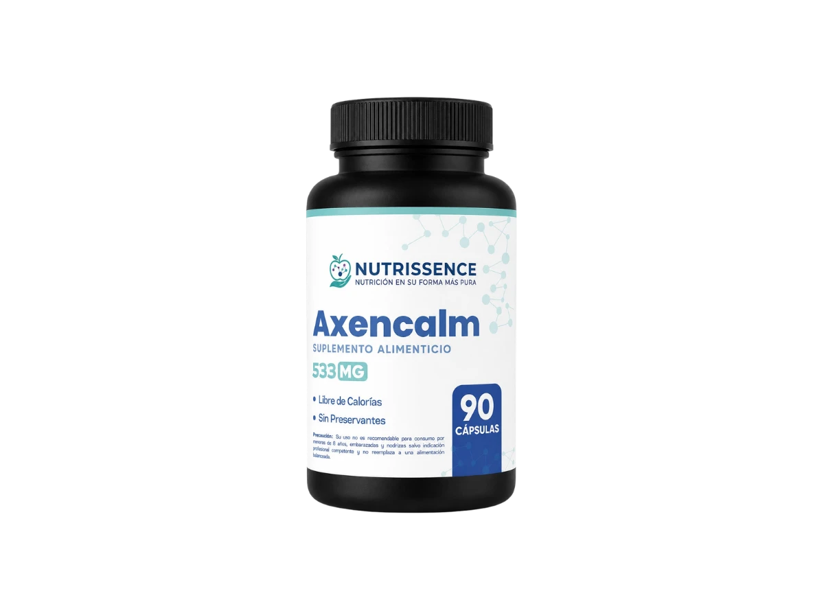 Frasco de Axencalm de Nutrissence para regulación del estrés y descanso reparador.